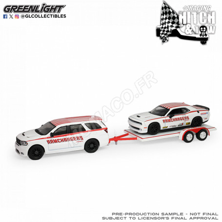 SET DE VEHICULES : DODGE DURANGO 2018 AVEC DODGE CHALLENGER 2016 SRT HELLCAT AVEC REMORQUE