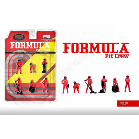 SET DE FIGURINE : 6 PERSONNAGES "FORMULE 1 - PIT CREW" EQUIPE ROUGE