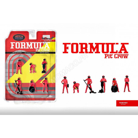 SET DE FIGURINE : 6 PERSONNAGES "FORMULE 1 - PIT CREW" EQUIPE ROUGE