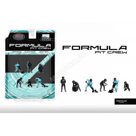 SET DE FIGURINE : 6 PERSONNAGES "FORMULE 1 - PIT CREW" EQUIPE NOIR