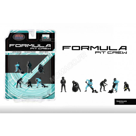 SET DE FIGURINE : 6 PERSONNAGES "FORMULE 1 - PIT CREW" EQUIPE NOIR