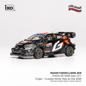 TOYOTA GR YARIS RALLY 1 17 OGIER/LANDAIS RALLYE DU CHILI 2025 1ER AVEC 2 FIGURINES