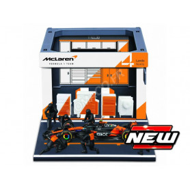 SET PIT STOP : FIGURINES MECANICIENS AVEC STAND ET ACCESSOIRES MC LAREN F1 MCL39 NORRIS