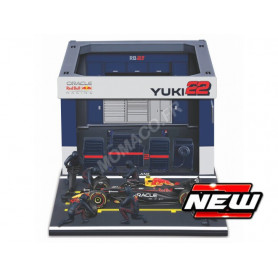 SET PIT STOP : FIGURINES MECANICIENS AVEC STAND ET ACCESSOIRES RED BULL F1 RB21 TSUNODA