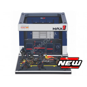 SET PIT STOP : FIGURINES MECANICIENS AVEC STAND ET ACCESSOIRES RED BULL F1 RB21 VERSTAPPEN