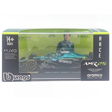 ASTON MARTIN F1 AMR25 TEAM ARAMCO COGNIZANT 18 LANCE STROLL 2025 (PACKAGING PREMIUM AVEC CASQUE)