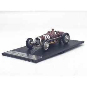 BUGATTI TYPE 59 28 TAZIO NUVOLARI GRAND PRIX DE MONACO 1934 MARRON AVEC FIGURINE