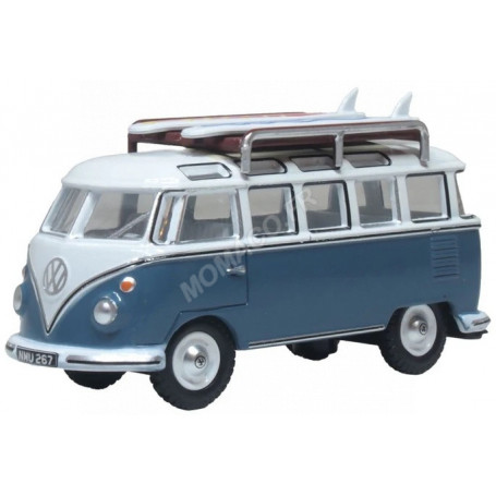 VOLKSWAGEN T1 SAMBA BUS AVEC PLANCHES DE SURF BLEU
