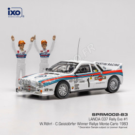 LANCIA 037 RALLY EVO 1 RÖHRL/GEISTDÖRFER RALLYE MONTE-CARLO 1983 1ER AVEC 2 FIGURINES