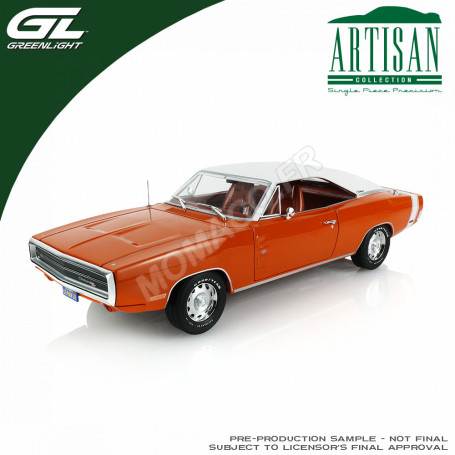 DODGE CHARGER R/T SE 1970 ORANGE AVEC TOIT VINYLE BLANC