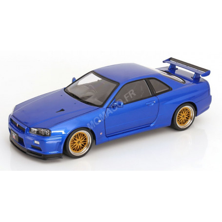NISSAN SKYLINE GT-R R34 V-SPEC II AVEC JANTES BBS 2001 BLEU METALLISE