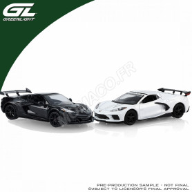 COFFRET DE 2 PIECES : CHEVROLET CORVETTE 1978 ET 2022 "DECORATION USA 250" (COFFRET SOUS EMBALLAGE PAPILLON)