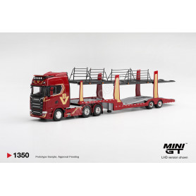 SCANIA 770S A6X4NA PORTE AUTO V8 50EME ANNIVERSAIRE AVEC REMORQUE PORTE AUTO ROUGE (LHD)
