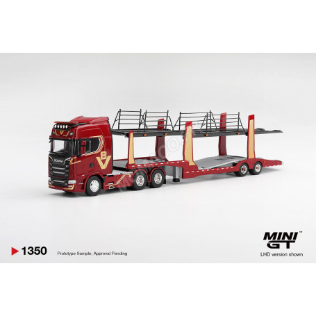 SCANIA 770S A6X4NA PORTE AUTO V8 50EME ANNIVERSAIRE AVEC REMORQUE PORTE AUTO ROUGE (LHD)