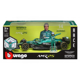 ASTON MARTIN F1 AMR25 TEAM ARAMCO COGNIZANT 14 FERNANDO ALONSO 2025 (BOITAGE SOUPLE AVEC PILOTE)