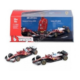 SET DE 2 PIECES : FERRARI F1 SF-25 TEAM SCUDERIA FERRARI HP 16 CHARLES LECLERC 2025 - 2 VERSIONS (PACKAGING PREMIUM)