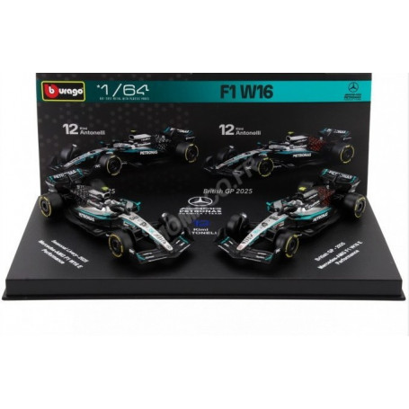 SET DE 2 PIECES : MERCEDES GP F1 W16 TEAM AMG PETRONAS MOTORSPORT 12 KIMI ANTONELLI 2025 (PACKAGING PREMIUM)