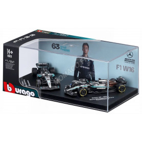 SET DE 2 PIECES : MERCEDES GP F1 W16 TEAM AMG PETRONAS MOTORSPORT 63 GEORGE RUSSEL 2025 (PACKAGING PREMIUM)