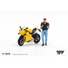 DUCATI PANIGALE V4 2020 JAUNE AVEC FIGURINE (LHD)