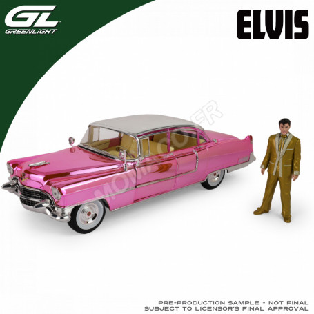 CADILLAC FLEETWOOD SERIES 60 1955 "ELVIS PRESLEY (1935-1977)" CHROME EDITION AVEC FIGURINE OR