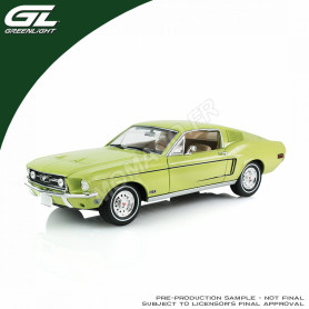 FORD MUSTANG GT FASTBACK 1968 VERT CITRON AVEC BANDES NOIR GT
